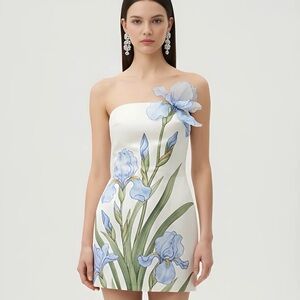 JW PEI White and Blue Floral Mini Dress